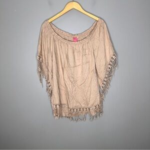Sunny Leigh off the shoulder fringe blouse